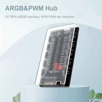 10-in-1 ARGB Reguliatorius Temperatūros Kontrolės ARGB Valdytojas Aušinimo Ventiliatorius Hub Adapteris Erdvės Taupymo PC Atveju Važiuoklės