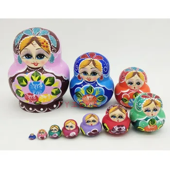10 Sluoksnių Lizdus Lėlės Medienos Didelis Pilvas Gėlių Žydėjimas Likimo Dažytos Rusijos Lėlės Matryoshka Žaislas Namų Dekoro Vaikas Dovana
