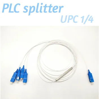 10 VNT./Daug PLC Splitter SC/UPC 1x4 SM Vienos rūšies 0,9 mm G657A1 LSZH PVC, 1m FTTH šviesolaidžio Splitter UPC
