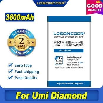 100% Originalus LOSONCOER 3600mAh Už Umi Diamond / Baterijos Diamond X