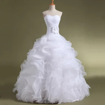 100% Realus Vaizdas Pakopų Tiulio-line Vestuvių Suknelė Nėriniai-up Reguliuojamas Nugaros Brangioji Stebėjimo Plisuotos Vestuvių Nuotaka Suknelės