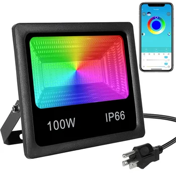 100W Smart RGB LED Potvynių Šviesos Lauko IP66 APP Kontrolės RGB Led Etape Kraštovaizdžio Šviesos RGB 