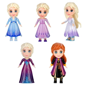 10cm Disney Sušaldyti 2 Mini Elsa ir Anna Princesė Lėlės, Žaislai, Modelį, Vaikai, Mergaitės Berniukai Gimtadienio Dovana su dėžute