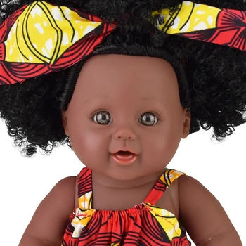 12 colių tikroviška vinilo vinilo naujagimiui Afrikos juodieji cute kūdikių lėlės su garbanotas plaukų