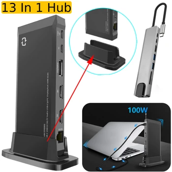 13 1 Vertikalus Tipas C Hub USB 3 0 Nešiojamas usb c tipo adapteris Docking Station Garso Išvesties HDMI suderinamus Nešiojamas Telefono