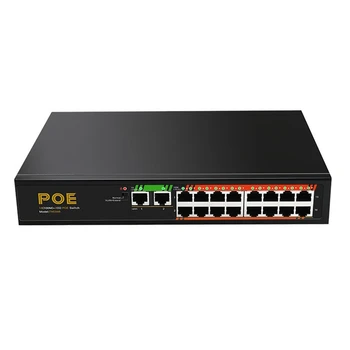 16 Uosto 100M+2 Port Gigabit POE Switch LAN Switching HUB Adapteris Nevaldomas Pereiti MUMS Plug