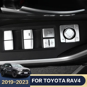 16PCS Automobilio Lango Stiklo Pakėlimo Jungiklį Mygtuką Apdaila Padengti Apdailos Reikmenys Toyota RAV4 XA50 2019 2020 2021 2022 2023 Hibridas
