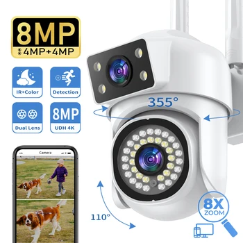 2.4 G/5G 8MP HD PTZ Kamera, Wifi Keturi Ekranai Full Naktinio Matymo Saugumo Žmogaus Aptikimo Garso Stebėjimo Stebėjimo Kameros