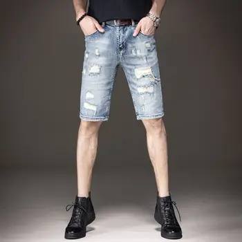 2022 m. vasaros šviesios spalvos kankina džinsinio šortai vyriški banga prekės prarasti penkių taškų kelnės vyrams artimųjų kelnės elastingos kelnės vyrams