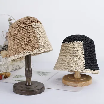 2023 kratinys paplūdimio moterų skrybėlės saulė, Golfo bžūp vasaros skrybėlę Moterų skrybėlę šiaudų skrybėlę Kibiro kepurę vaivorykštė juostele saulės, skrybėlės, kepurės