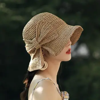 2023 Vasaros didelis kraštų apsaugos nuo saulės, skrybėlę, banguoti lankas, moterų paplūdimio skėtį nuo saulės skrybėlę lauko šiaudų skrybėlę universalus skrybėlę