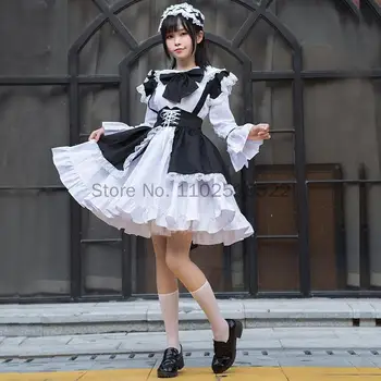2023 Vyrai Moterys Kambarinės Apranga Anime Sexy Juoda Balta Prijuostė Suknelė Saldus Gothic Lolita Suknelės Cosplay Kostiumas