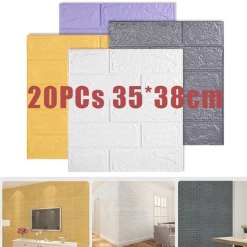 20pcs 3D WallSticker Plytų Modelis Tapetai Kambarį, Miegamąjį, TV Vinilo Sienos Dekoro Lipni Papel Papel De Parede