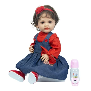 22 Colių 55 CM, viso Kūno, Silikono Fidget Mergina Žaislai Atgimsta Kūdikių Lėlės Gyvas Naujagimis Baby Doll Vaikai Vaikų Dienos Dovana Žaislas