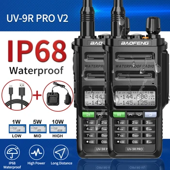 2vnt Baofeng UV-9R Pro V2 Vandeniui IP68 Walkie Talkie Tipo c Įkroviklio Didelės Galios Du Būdu Radijo VHF UHF Nešiojama Radijo uv9R Plius