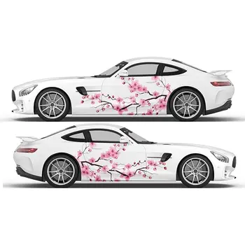 2VNT Cherry Blossom Rožinė Automobilių Lipdukas Japonijos Tema Sakura Pusėje Grafika Pakuotės Vinilo Automobilių Dalys Lipdukas Gėlė Automobilių Lipdukas