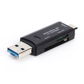 3 in 1 OTG Atminties Kortelių Skaitytuvas Didelės spartos USB 3.0 TF/Mirco SD Tipo C Adapteris