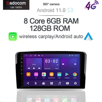 360 6GB+128G Carplay DSP Android 11.0 Automobilio DVD Grotuvas GPS žemėlapis, WIFI, Bluetooth 5.0 RDS Radijo Benz ML M-Klasės W164 SLK-Klasės X164
