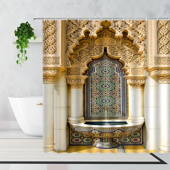 3D Maroko Dušo Užuolaidos Metų Vartų Geometrinis Modelis Duris Dizaino Įėjimo Architektūros Rytų Stiliaus Vonios Užuolaidos