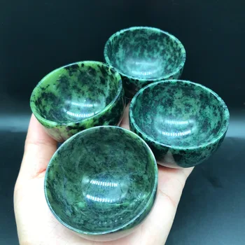 4pcs Dark Green Jade Arbatos Dubenėlį Sveikatos Gongfu Teaware Gydymo Magnetinio Akmens patys puodeliai Kinų Arbatos Ceremonija Kung Fu Teaset