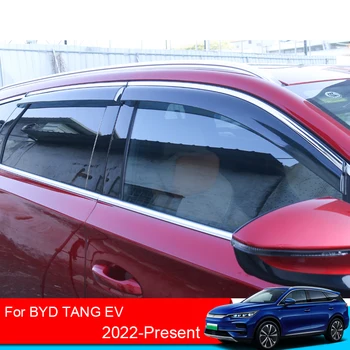 4PCS PVC Automobilių Stogines Prieglaudų BYD TANGO EV 2022-Dabartinė Langą Skydeliai Saulės, Lietaus apsauga Lipdukas Padengti Auto Priedai