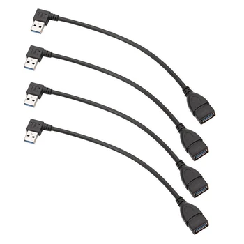 4X USB 3.0 Kampas 90 Laipsnių ilgiklis Vyrų ir Moterų Adapterio Laidas Duomenų Kairėje