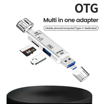 5 in 1 USB 3.0 Tipas C / USB / Micro-USB / TF / SD Atminties Kortelių Skaitytuvą, OTG Kortelių Skaitytuvo Adapteris Mobiliųjų Telefonų Priedai