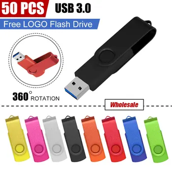 50PCS USB Flash Drive 3.0 Flash Pendrive 16GB 32GB 64GB 128GB Cle USB 3.0 Stick Pen Diskas 128GB 64GB 32GB 16GB Nemokamas Pristatymas