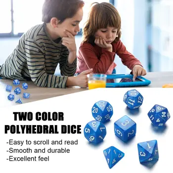 7Pcs/Set Polyhedral 7-Mirti Kauliukai Nustatyti Žaidimas Kubeliai TRPG DND Priedai D4 D6 D8 D10 D12 D20 Kubeliai Valdybos Kortų Žaidimas, Matematikos Žaidimai