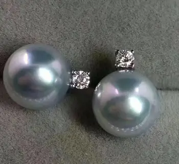 925 sidabro 9-10mm natūralios PILKOS spalvos Gėlavandenių perlų auskarai