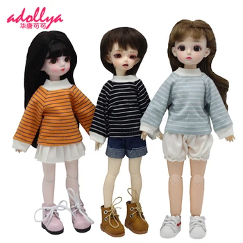 Adollya BJD Doll Priedai Viršūnes Drabužius Lėlės 4.5 cm Batai Atsitiktinis ilgomis Rankovėmis Hoodie Džemperis, Batai Tinka 1/6 Lėlės