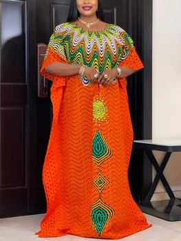 Afrikos Išsiuvinėti Vintage Drabužius Kelių Dolman Sleeve Akių Skylės Moterų Maxi Suknelės Dydžio Vasaros Atostogų Etninės Kaftan