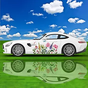 Akvarelė Gėlių Automobilio Lipdukas, Gėlių Wildflower Automobilio Pusėje Grafika Lipdukai, Universalus Dydis, Didelis Transporto Priemonių Grafika, Automobilių Rūbas