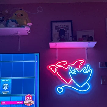 Angelas Sparnų Halo Neoninis Ženklas USB Užsakymą Velnias Led Neon Light Pasirašyti Vaiduoklis Helovinas Dekoro Atminimo Diena Apdailos Meilės Šalis