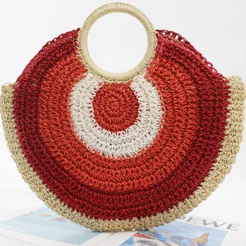 Apvalios popierinės virvės šiaudelių, austi maišo Įvairių spalvų nešiojamų įstrižainė dual-purpose maišelį Vasaros naują moterų maišas audiniai krepšys