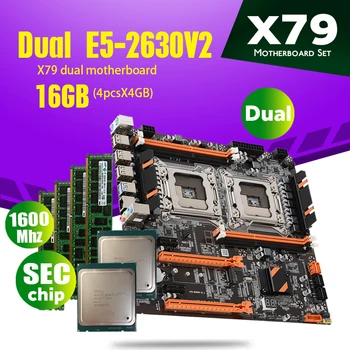 Atermiter X79 Dual CPU Plokštė Komplektas Su 2 X Xeon E5 2630 V2 E5 2630V2 4 × 4 GB = 16GB 1 600mhz PC3 12800 DDR3 ECC REG Atmintis