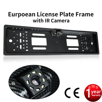 Automobilio Galinio vaizdo Kamera ES Europos Licenciją Plokštės Rėmas atsparus Vandeniui Naktinio Matymo Atvirkštinio Atsarginė Kamera 8 LED Arba Infraraudonųjų spindulių šviesos