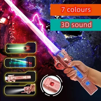 Bagažo Spalvinga Muzika Lazerinis Kardas Dviejų-in-vieną Pirštą Sukasi Vaikų Žaislas Lightsaber Light Stick RGB Lightsaber