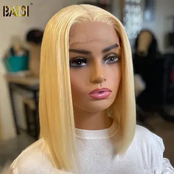 BAISI Tiesiai 613 Blond Nėriniai Priekiniai Perukas Žmogaus Plaukų Brazilijos Bob Perukas Nėriniai Priekiniai Žmogaus Plaukų Perukai Už juodaodžių Moterų 200% tankis