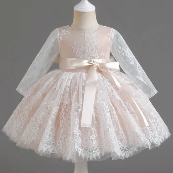 Bamblys Baby Girl Balta Suknelė 1-ojo Gimtadienio, Krikštynų Drabužiai, Elegantiškas Princesė Oficialų Šventinius Kostiumus Vaikas Šalies Siuvinėjimo Suknelė