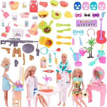 Barbies Mini Lėlių Lizdinės Plokštelės Žaislai Ir Priedai, Dulkių Siurblys Mašinos,Praustuvės，Adata Stetoskopas,Grožis, Aksesuarai,Mergina Žaislas