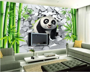 beibehang 2018 naujų Namų puošybai papel de parede 3d tapetai mados asmenybės skylę mielas panda bambuko miškų TV sienų freskomis