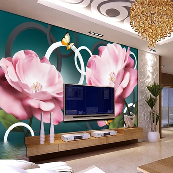 beibehang Didelis užsakymą tapetai Blokus rose Camellia drugelis 3D gėlių ratas, TV foną, sienos papel sumalti