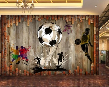 beibehang papel de parede 3D tapetai nostalgiškas plytų siena futbolo rungtynių sienos tėtis peint freskos 3d tapetai, sienų ir 3 d