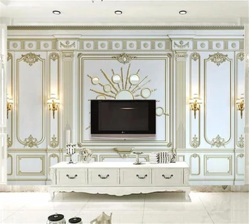 beibehang Užsakymą freska tapetai bet kokio dydžio klasikinės Europos stiliaus trimatis reljefinis aukso box, TV foną sienos