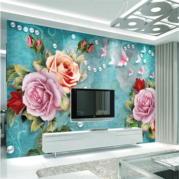 beibehang Užsakymą Sienų tapetai už bet kokio dydžio abstrakti modernus minimalistinis ranka pieštas gėlių 3D kambarį TV atgal tapetai