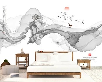 beibehang Užsakymą šilko tapetai Kinų stiliaus abstraktus dažai, tapyba dūmų kraštovaizdžio marmuro TV foną apdaila