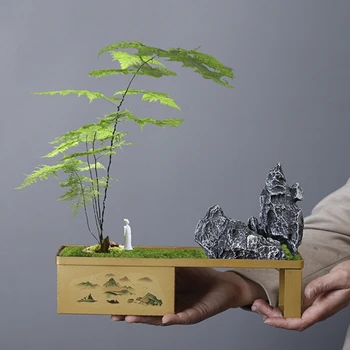 Bonsai Medis Žaislų Kūrimo Rinkinys ir Rockery Modelis Unikalus Namų Gėlių daigai Dekoro ir Atsipalaiduoti Bonsai Medis Projekto