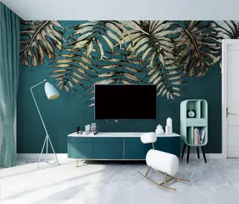 Custom papel de parede 3d šiaurės modernus retro žaliųjų augalų lapai menas, sienų tapetai, sofa-lova, tv foną, sienos dokumentų namų dekoro