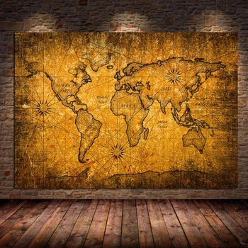 Derliaus Pasaulio Žemėlapyje, Drobė, Tapyba, Plakatų ir grafikos Senovės Žemėlapis Senas Retro Žemėlapis Sienos Menas Nuotraukas Kambarį Namo Apdaila